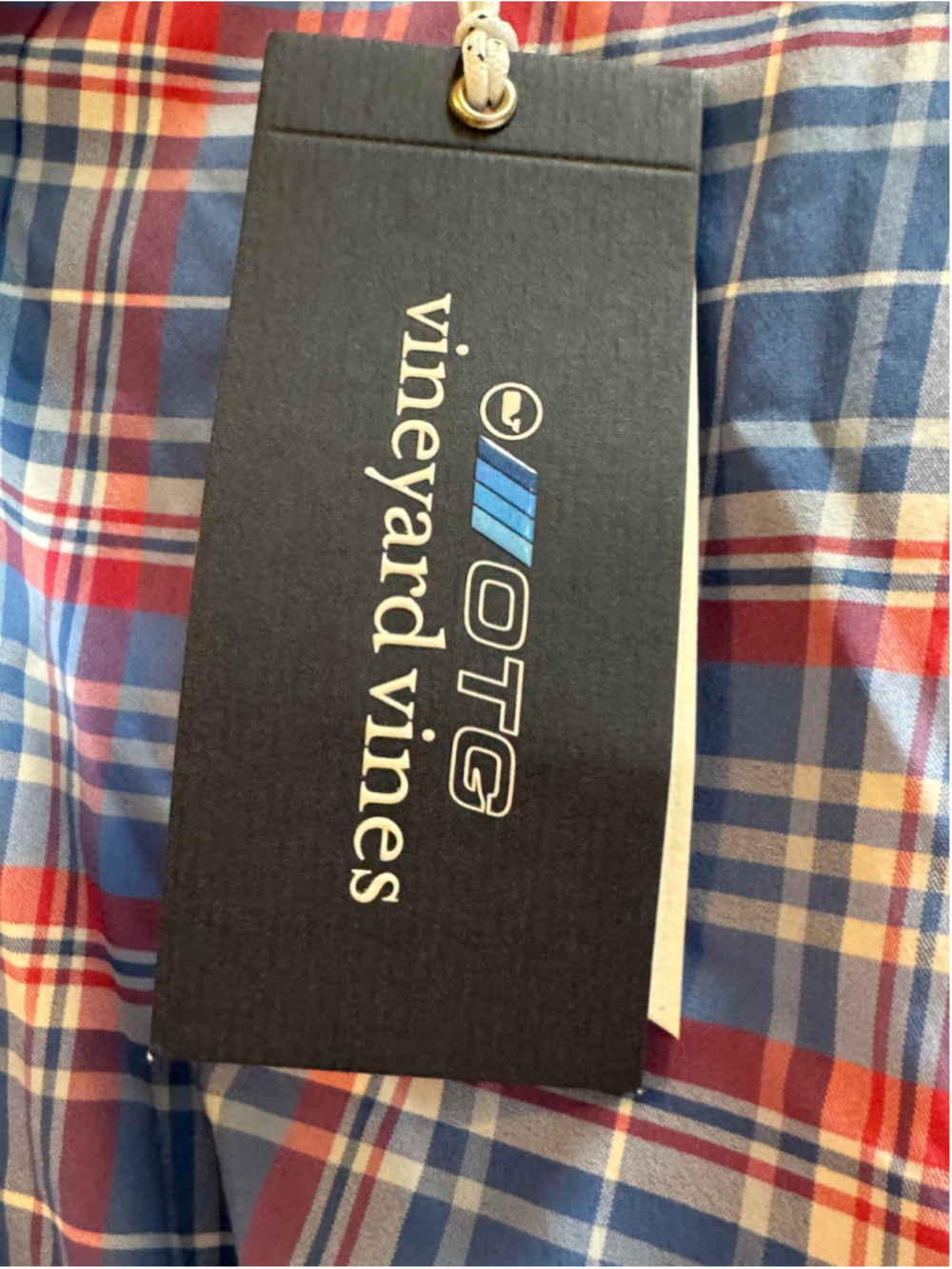 Boys Vineyard Vines Button Down Shirt Size L Blue Red Plaid - NWT - Picture 2 of 8